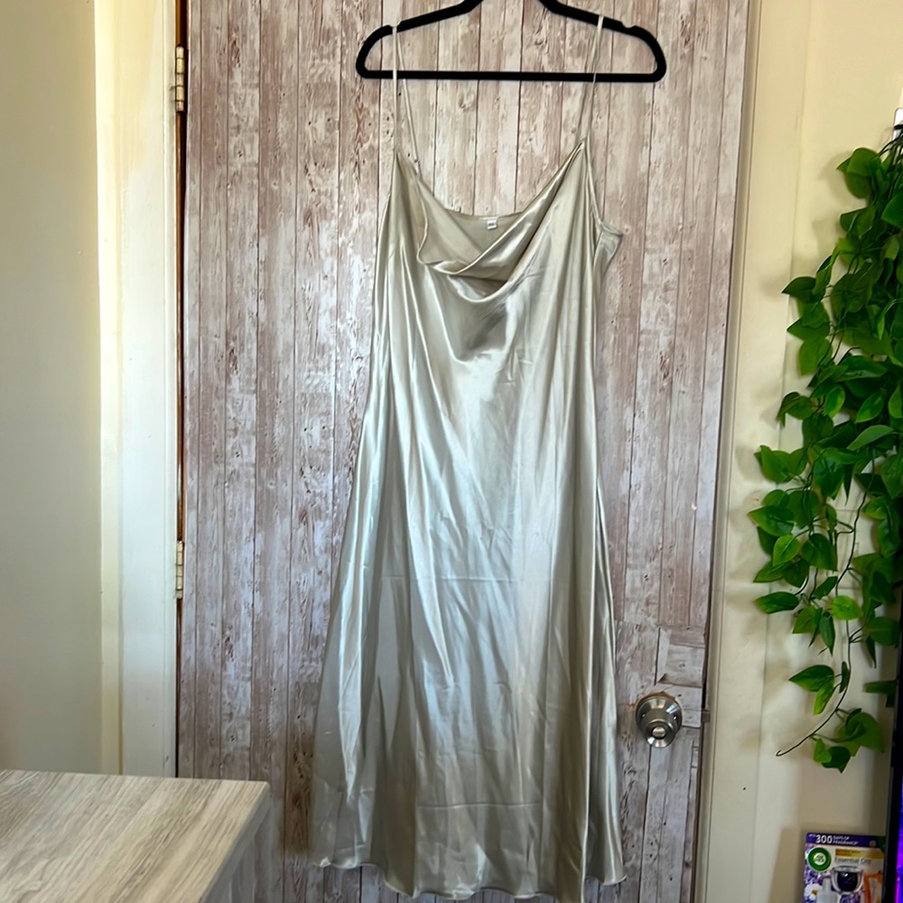 Silver Cowl Neck Dress